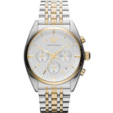 Emporio Armani Classic Chronograph White Dial Two Tone Steel Strap Watch For Men - AR0396