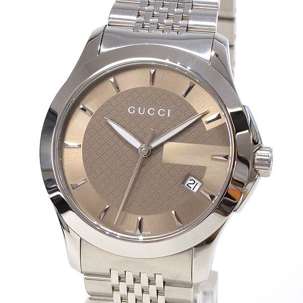 Gucci G Timeless Brown Dial Silver Steel Strap Watch For Men