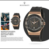 Maserati Potenza Black & Rose Gold Dial Black Rubber Strap Watch For Men - R8851108002