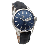 Tag Heuer Carrera Calibre 5 Automatic Blue Dial Blue Leather Strap Watch for Men - WAR201E.FC6292