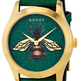 Gucci G Timeless Bee Green Dial Green Leather Strap Watch For Women - YA1264065