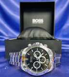 Hugo Boss Ikon Black Dial Silver Steel Strap Watch for Men - 1512965