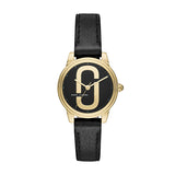 Marc Jacobs Corie Black Dial Black Leather Strap Watch for Women - MJ1580