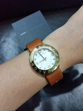 Marc Jacobs Amy White Dial Brown Leather Strap Watch for Women - MBM8574