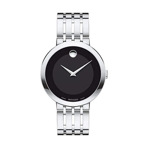 Movado Esperanza 39mm Black Dial Silver Steel Strap Watch For Men - 0607057
