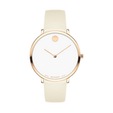 Movado Museum 70th Anniversary Special Edition White Dial White Leather Strap Watch For Women - 0607139