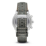 Emporio Armani Classic Chronograph Silver Dial Grey Leather Strap Watch For Men - AR1861