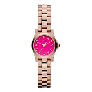 Marc Jacobs Henry Dinky Pink Dial Rose Gold Stainless Steel Strap Watch for Women - MBM3203