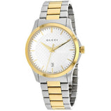 Gucci G Timeless Silver Dial Two Tone Steel Strap Watch For Men - YA126474