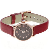 Marc Jacobs Baker Maroon Dial Maroon Leather Strap Watch for Women - MBM1271