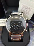 Emporio Armani Luigi Black Dial Silver Steel Strap Watch For Men - AR1894