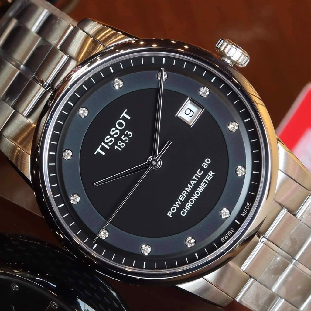 Tissot T Classic Le Locle Automatic Black Dial Silver Steel Strap Watch For Men