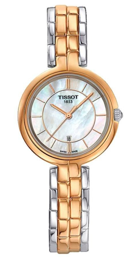 Tissot T Lady Flamingo Lady Quartz Mother of Pearl Dial Two Tone Steel Strap Watch For Women - T094.210.22.111.00