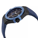 Maserati Potenza Black Dial 42mm Blue Leather Strap Watch For Men - R8851108007