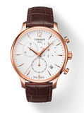 Tissot T Classic Tradition Chronograph White Dial Brown Leather Strap Watch For Men - T063.617.36.037.00