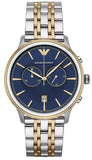 Emporio Armani Classic Blue Dial Two Tone Steel Strap Watch For Men - AR1847