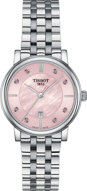 Tissot T Classic Carson Premium Lady Pink Mother of Pearl Dial Silver Steel Strap Watch For Women - T122.210.11.159.00