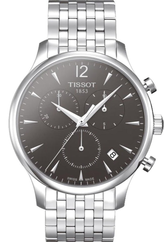 Tissot T Classic Tradition Chronograph Black Dial Silver Steel Strap Watch For Men - T063.617.11.067.00