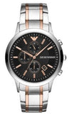 Emporio Armani Renato Chronograph Black Dial Two Tone Steel Strap Watch For Men - AR11165