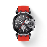 Tissot T Race Chronograph Black Dial Red Rubber Strap Watch For Men - T115.417.27.051.00