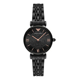 Emporio Armani Gianni T Bar All Black Diamond Dial Watch For Women - AR11245