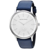 Emporio Armani Renato White DIal Blue Leather Strap Watch For Men - AR11119