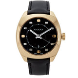 Gucci GG2570 Black Dial Black Leather Strap Watch For Men - YA142310