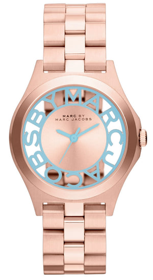 Marc Jacobs Henry Rose Gold Dial Stainless Steel Strap Watch for Women - MBM3296