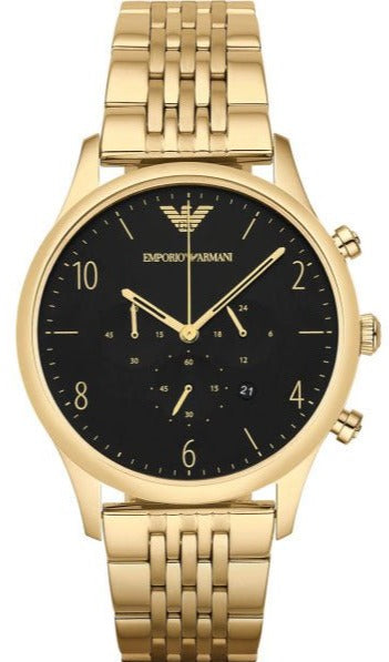 Armani black and gold watch sale