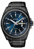 Citizen Eco Drive Blue Dial Black Steel Strap Watch For Men - AW0024-58LB