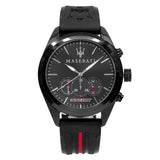 Maserati Traguardo Chronograph Black Dial Black Rubber Strap Watch For Men - R8871612004