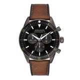 Movado Heritage Series 29mm Calendoplan Chronograph Black Dial Brown Leather Strap Watch For Men - 3650060