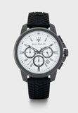 Maserati Successo 44mm White Dial Black Silicone Strap Watch For Men - R8871621010