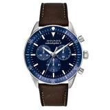 Movado Heritage 29mm Chronograph Blue Dial Brown Leather Strap Watch For Men - 3650061