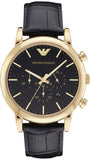 Emporio Armani Luigi Chronograph Black Dial Black Leather Watch For Men - AR1917