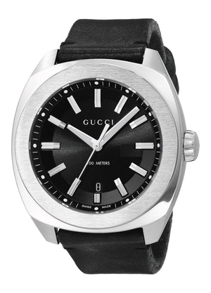 Gucci GG2570 Black Dial Black Leather 44mm Watch For Men - YA142208