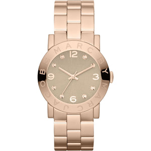 Marc Jacobs Amy Glitz Brown Dial Rose Gold Stainless Steel Strap Watch for Women - MBM3221