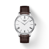 Tissot T Classic Tradition 5.5 Quartz White Dial Brown Leather Strap Watch For Men - T063.409.16.018.00