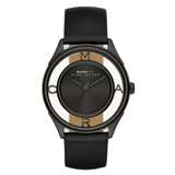 Marc Jacobs Tether Black Transparent Dial Black Leather Strap Watch for Women - MBM1379