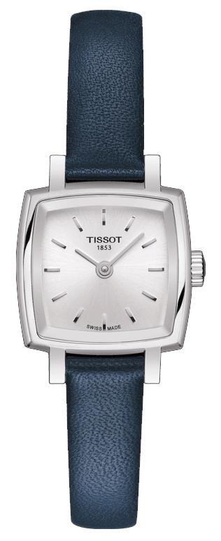 Tissot Lovely Square Silver Dial Blue Leather Strap Watch For Women