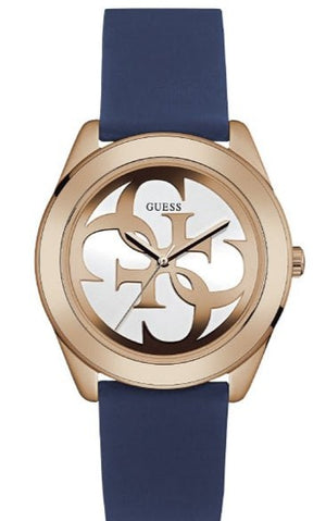 Guess G Twist White Dial Blue Silicone Strap Watch For Women - W0911L6