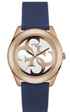 Guess G Twist White Dial Blue Silicone Strap Watch For Women - W0911L6