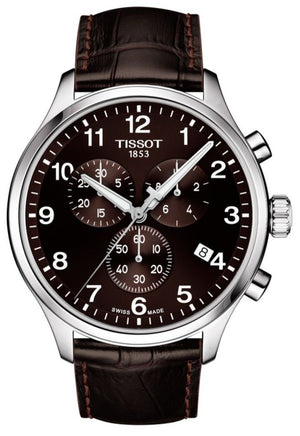 Tissot T Sport Chrono XL Classic Brown Dial Brown Leather Strap Watch For Men - T116.617.16.297.00