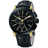 Gucci G Chrono Black Dial Black Leather Strap Watch For Men - YA101203