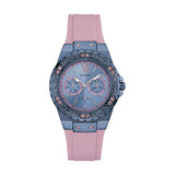 Guess Limelight Blue Dial Pink Rubber Strap Watch For Women - W0775L5