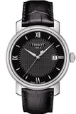 Tissot T Classic Bridgeport Black Dial Black Leather Strap Watch For Men - T097.410.16.058.00