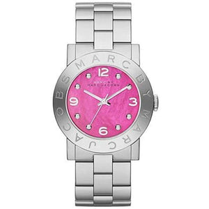 Marc Jacobs Amy Pink Dial Silver Stainless Steel Strap Watch for Women - MBM8623