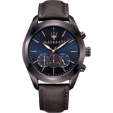 Maserati Traguardo Chronograph Blue Dial Brown Leather Strap Watch For Men - R8871612008