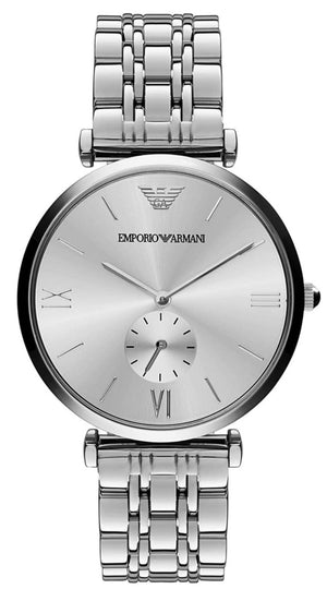 Emporio Armani Classic Silver Dial Silver Steel Strap Watch For Men - AR1819