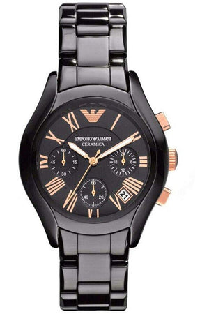 Emporio Armani Chronograph Black Ceramic Stainless Steel Dial Watch For Women - AR1411